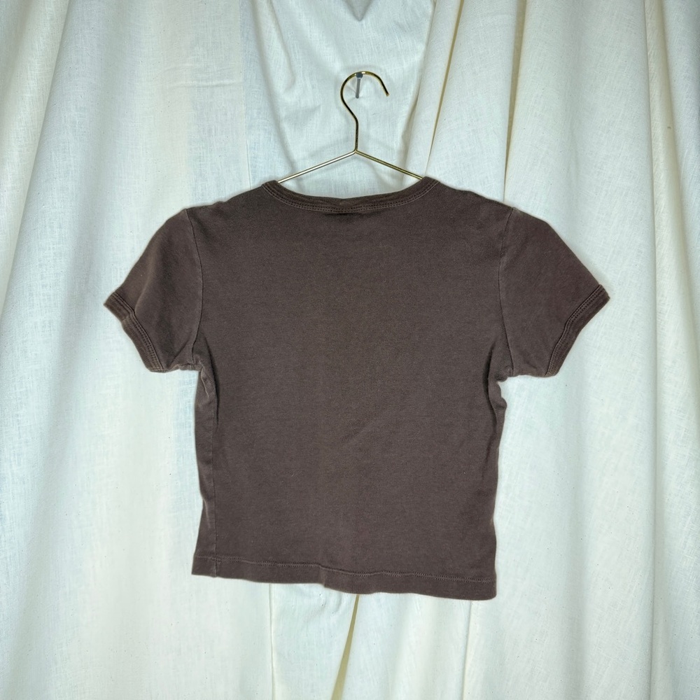 Vintage Y2K Chocolate Brown 🍫 Baby Tee Shirt Crop Top (adult size L) EUC Cute - Picture 4 of 5